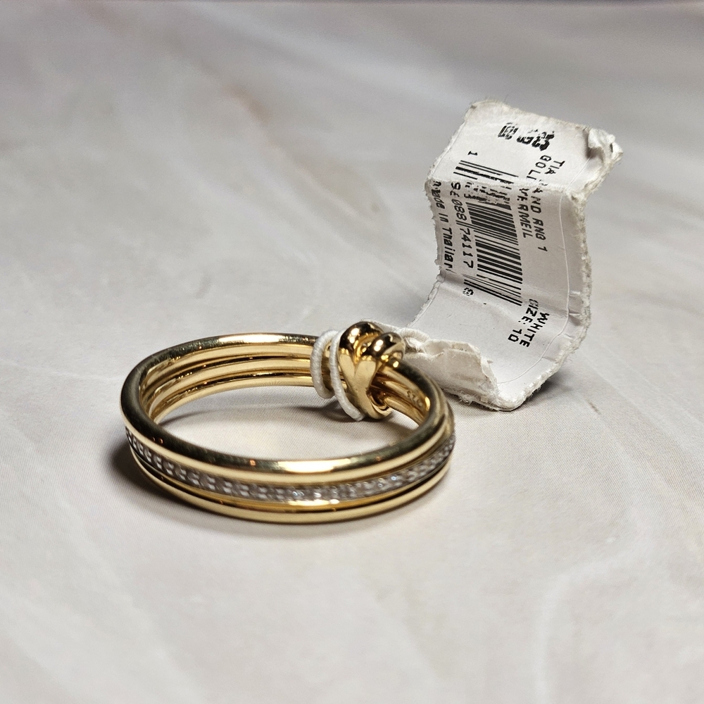 NWT Kendra Scott Tia 18k Gold Vermeil Band Ring White Sapphire Size 10 - Picture 4 of 7